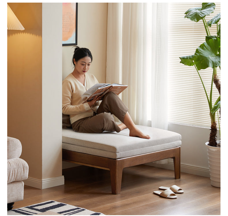 Oak, Solid RubberWood, Beech Solid Wood Sofa Bed Folding Single Bed