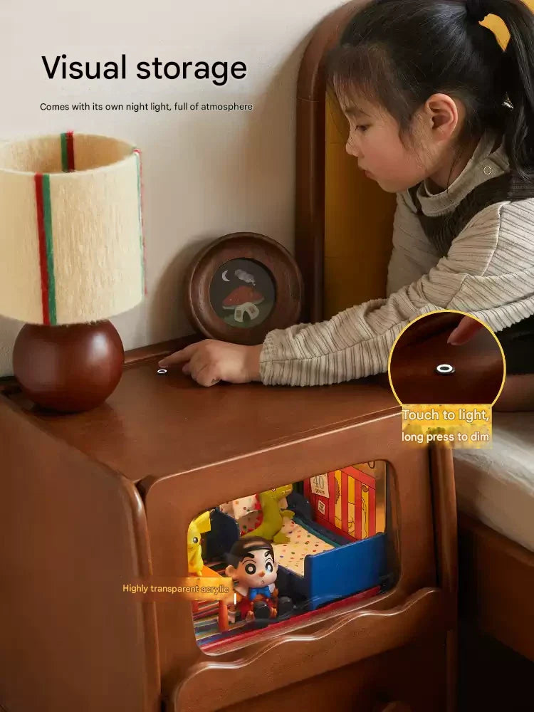 Poplar Solid Wood Children's with Lights Nightstand