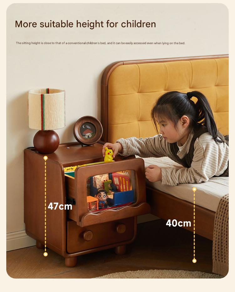 Poplar Solid Wood Children's with Lights Nightstand