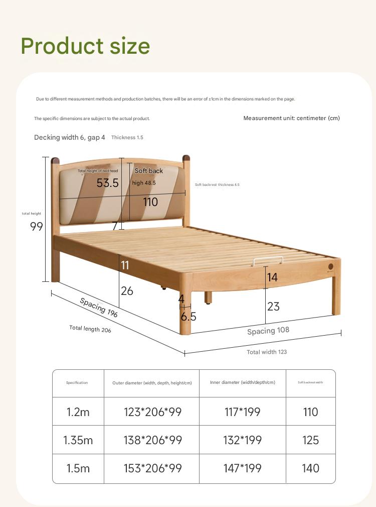 Beech Solid Wood Children's Modern Simple Single Bed