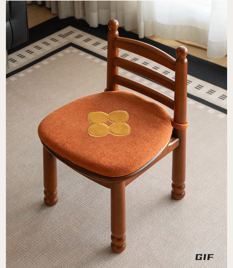 Beech Solid Wood Backrest Chair Medieval Style Soft Padded Chair