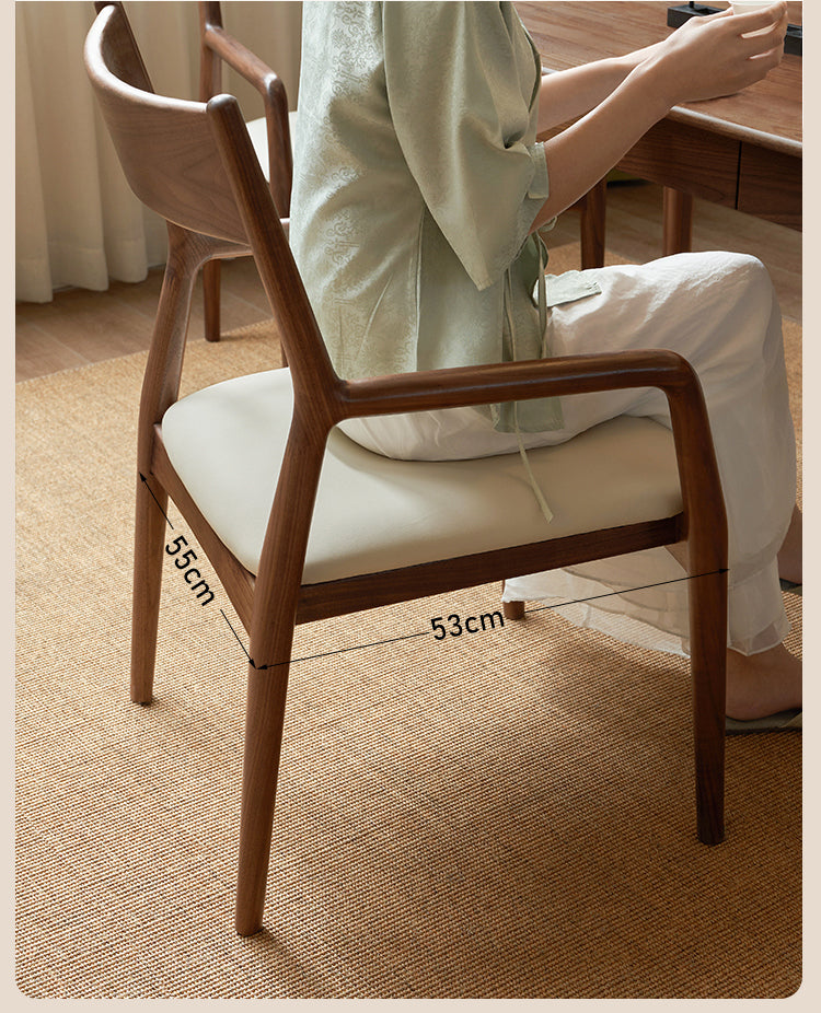 Black Walnut, Oak Solid Wood Retro Soft Pack Dining Chair