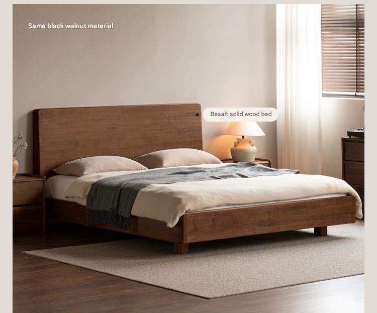 Cherry Solid Wood Modern Multifunctional Night Light Double Bed