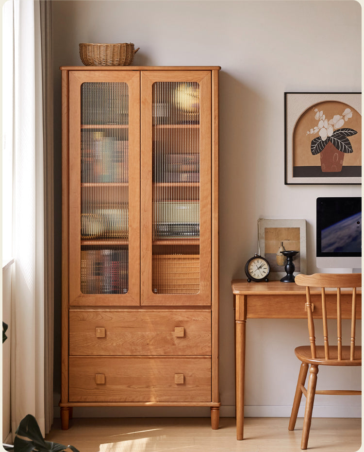 Cherry Solid Wood Middle Ancient Style Bookcase
