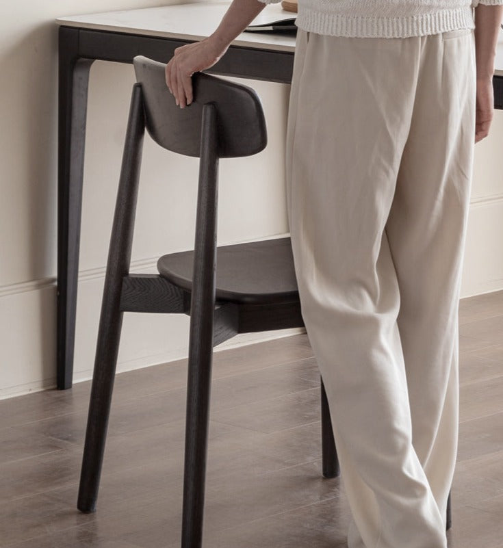 4 Pcs Oak Solid Wood Black Chair