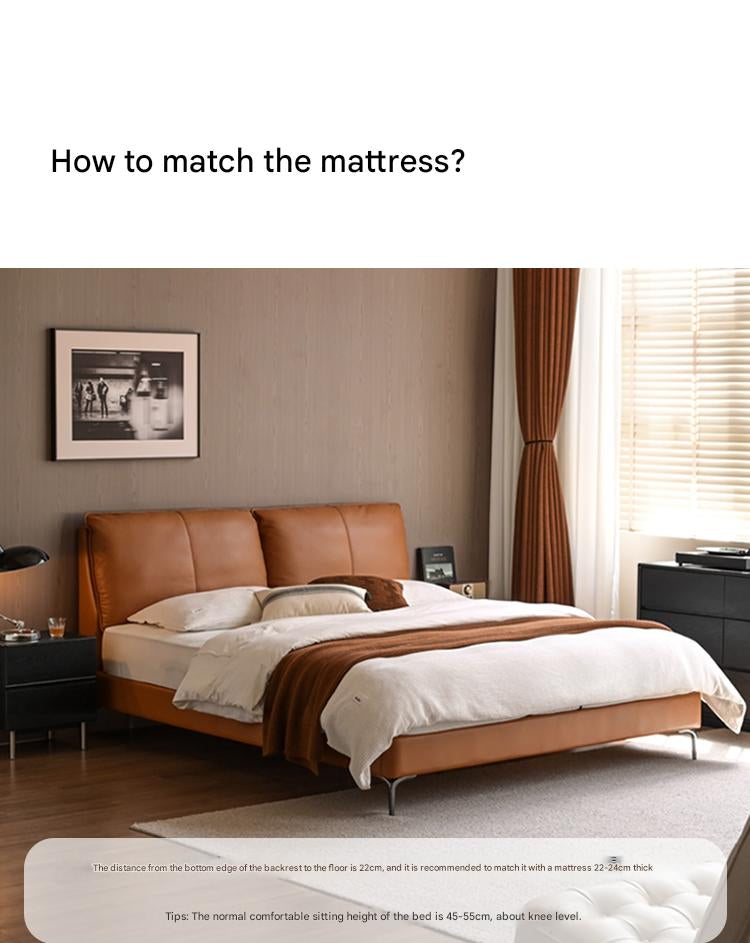 Leather Light Luxury Soft Leaning Bed