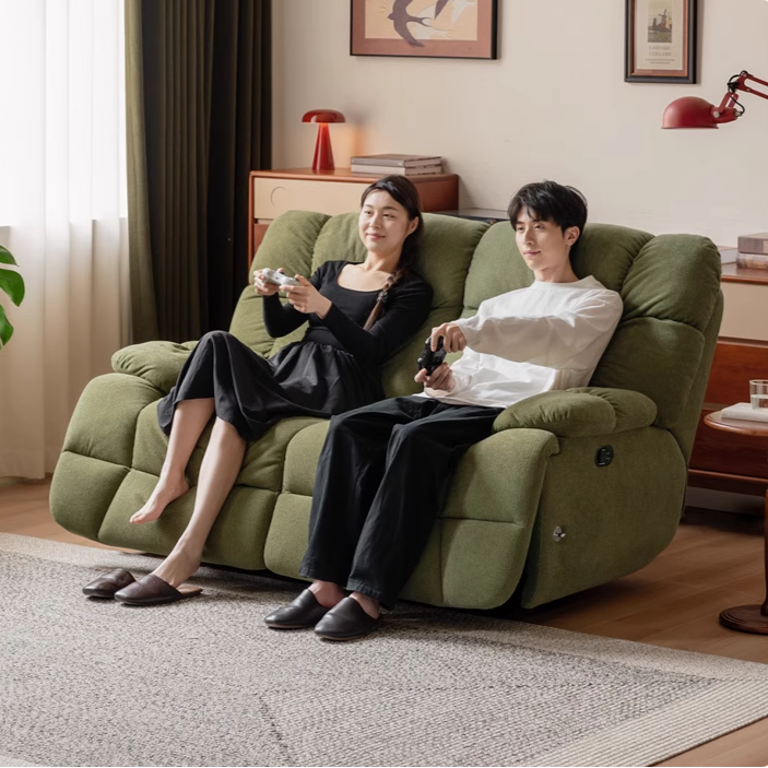 Fabric Reclining and Rocking Double Leisure Chair