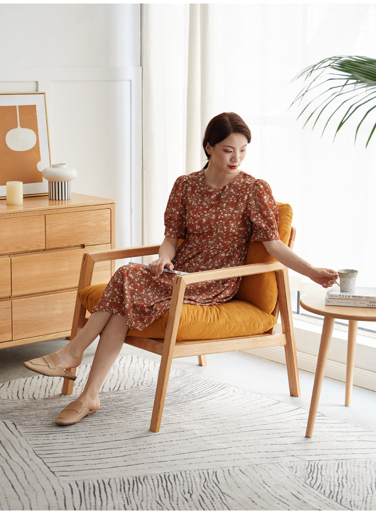 Oak Solid Wood Modern Leisure Lounge Chair