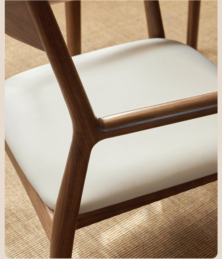 Black Walnut, Oak Solid Wood Retro Soft Pack Dining Chair