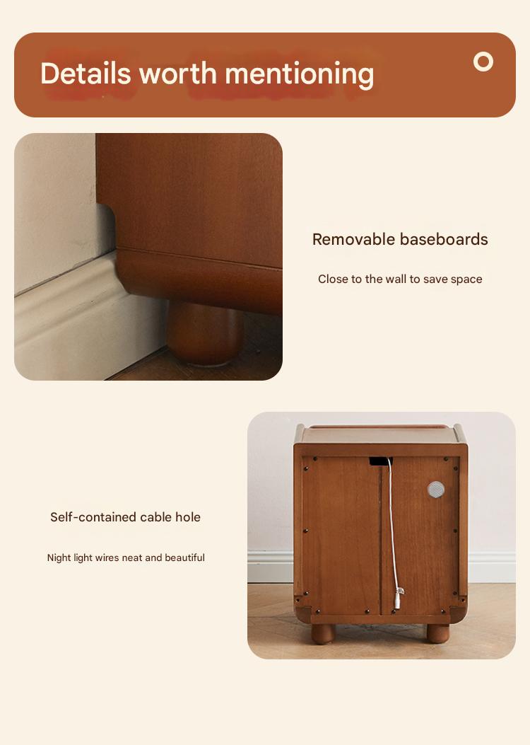 Poplar Solid Wood Children's with Lights Nightstand