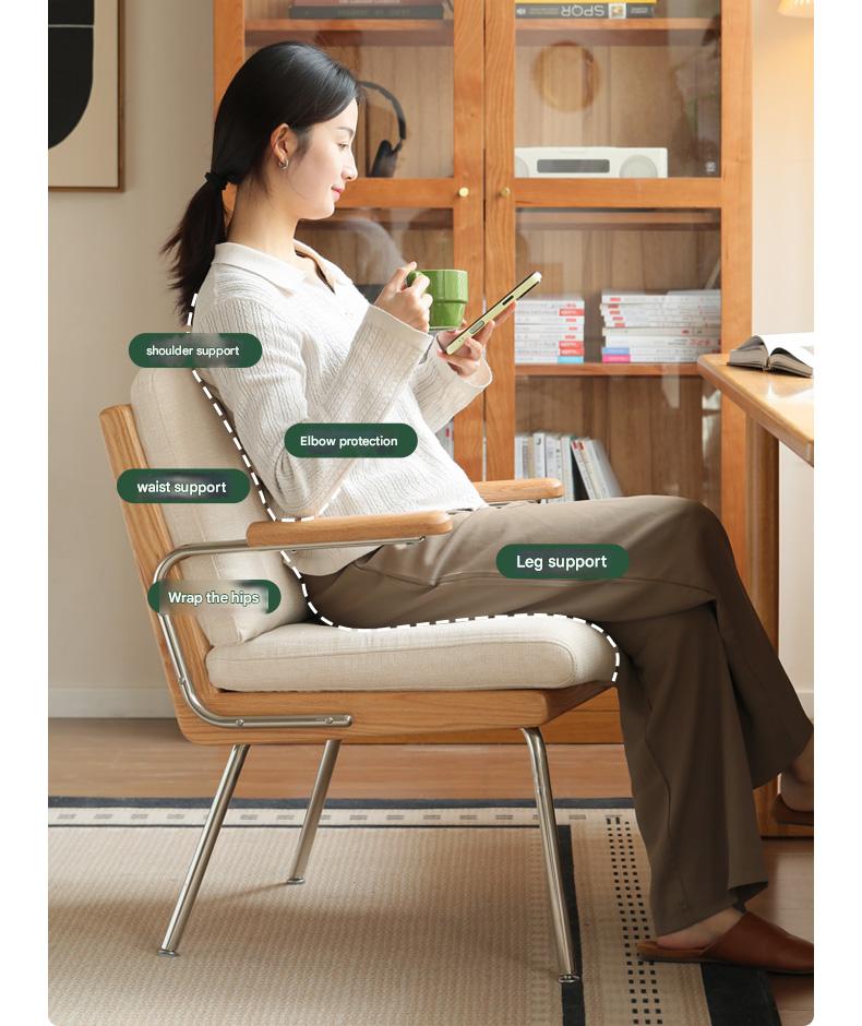 Oak Solid Wood Modern Minimalist Soft Office Chair