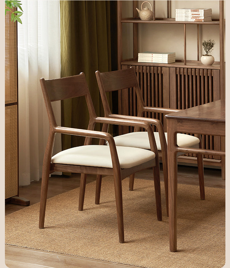 Black Walnut, Oak Solid Wood Retro Soft Pack Dining Chair