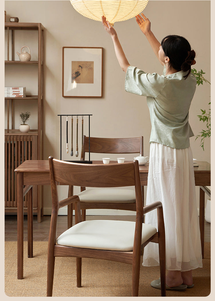 Black Walnut, Oak Solid Wood Retro Soft Pack Dining Chair