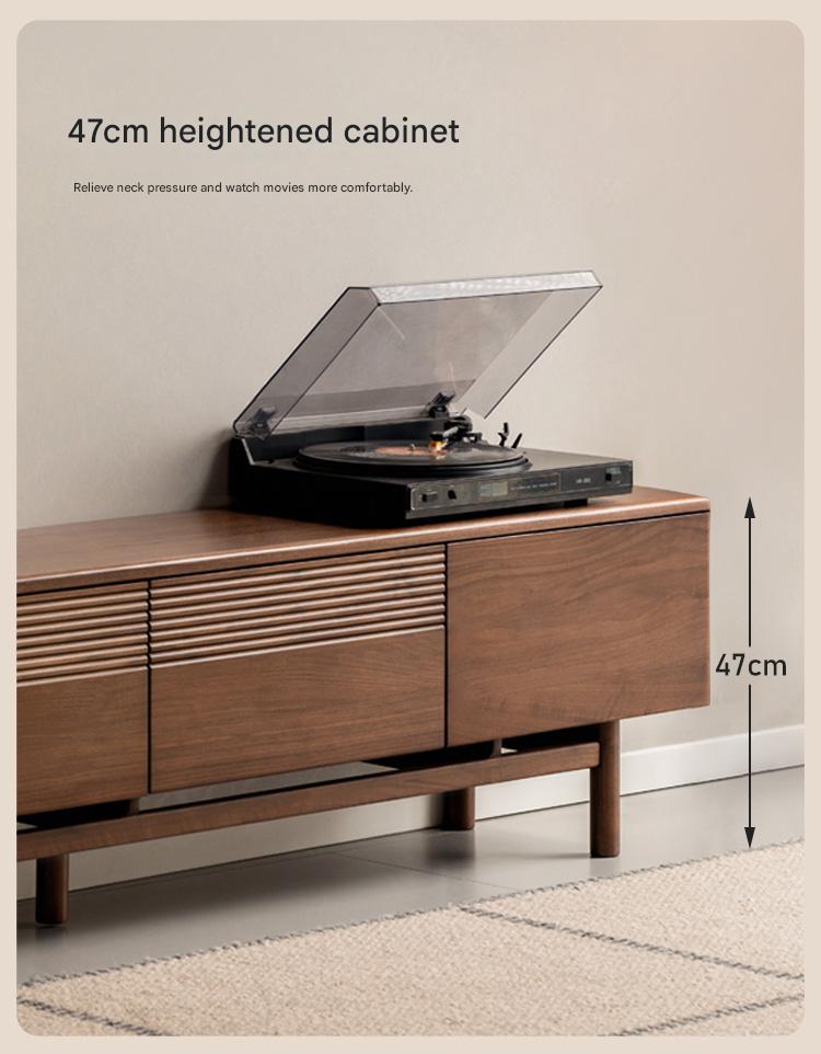 Black Walnut, Oak Solid Wood Floor TV Cabinet.