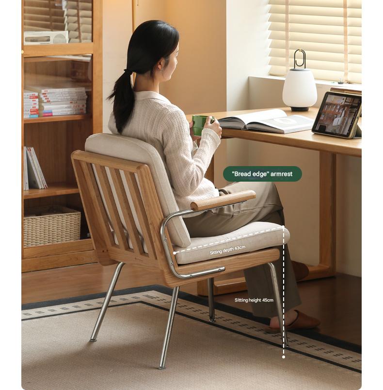 Oak Solid Wood Modern Minimalist Soft Office Chair