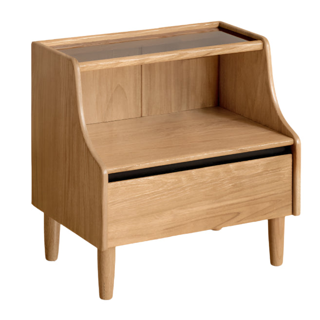 Rubberwood, Oak Solid Wood Log Style Nightstand