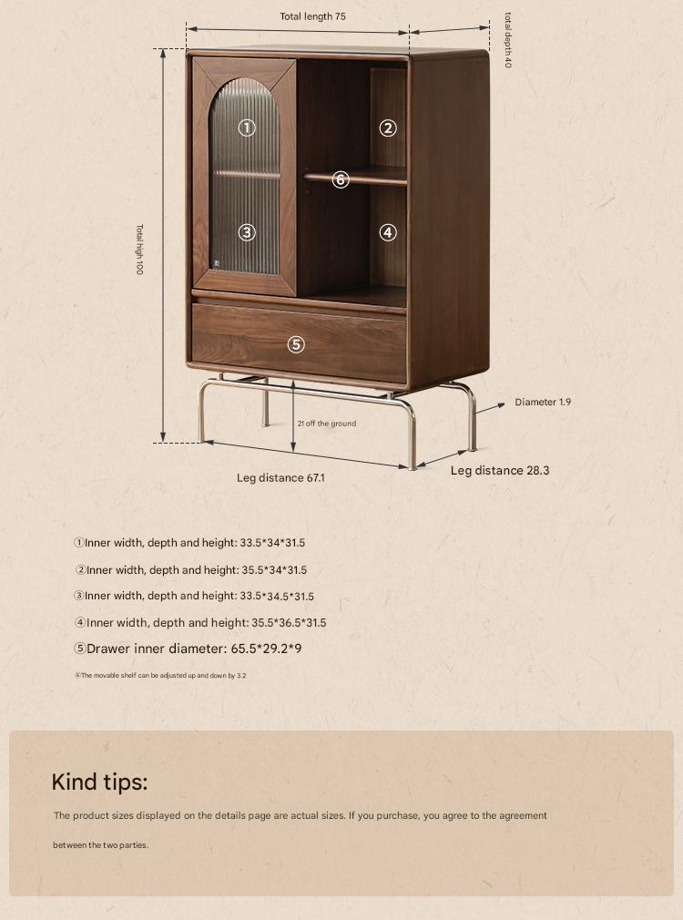 Black Walnut Solid Wood French Retro Side Cabinet