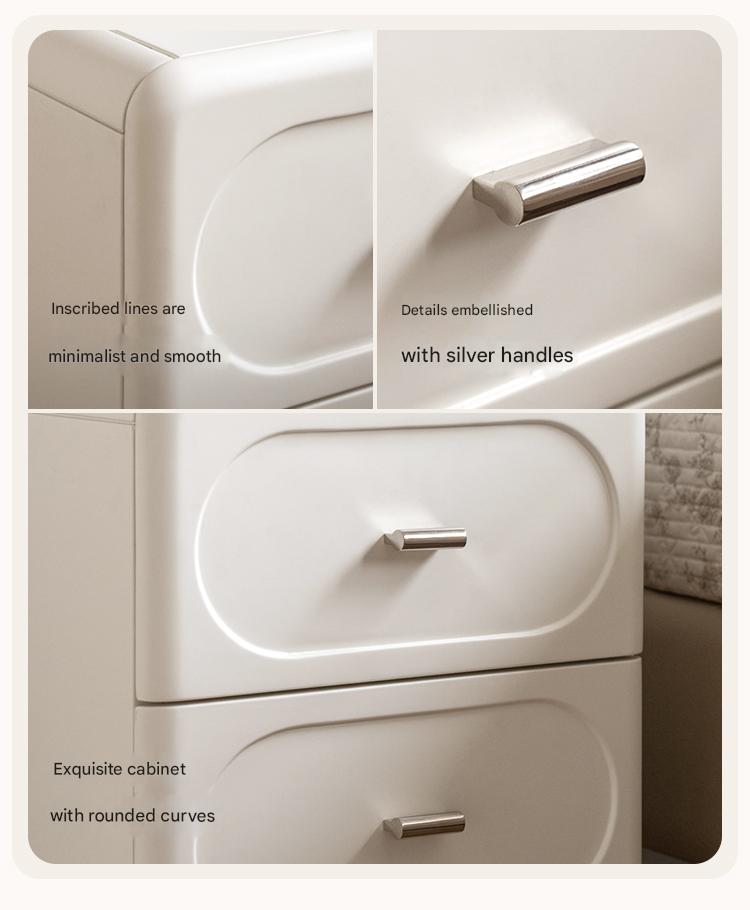 Solid Rubberwood French Cream Nightstand