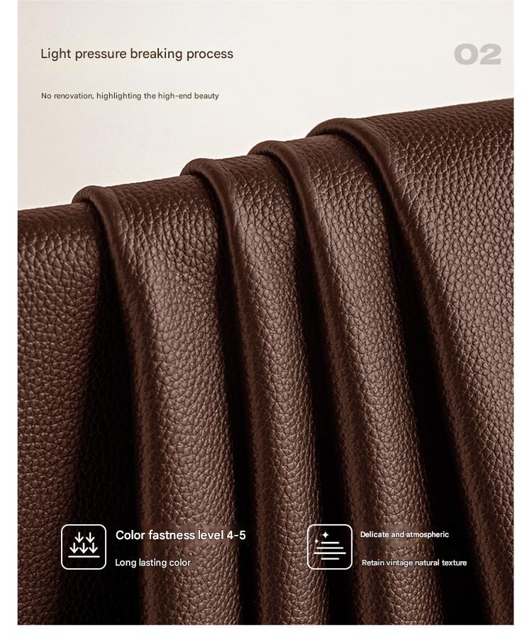 Leather Italian Light Luxury Brown Double Bed