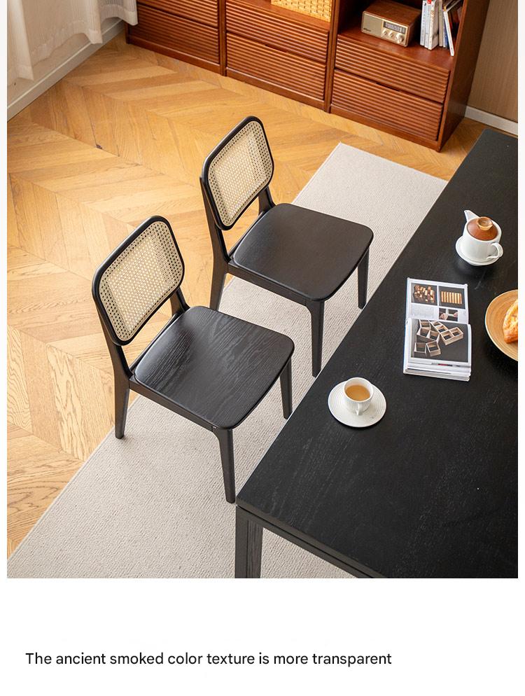 4 pcs Oak Solid Wood Back Rattan Dining Chair