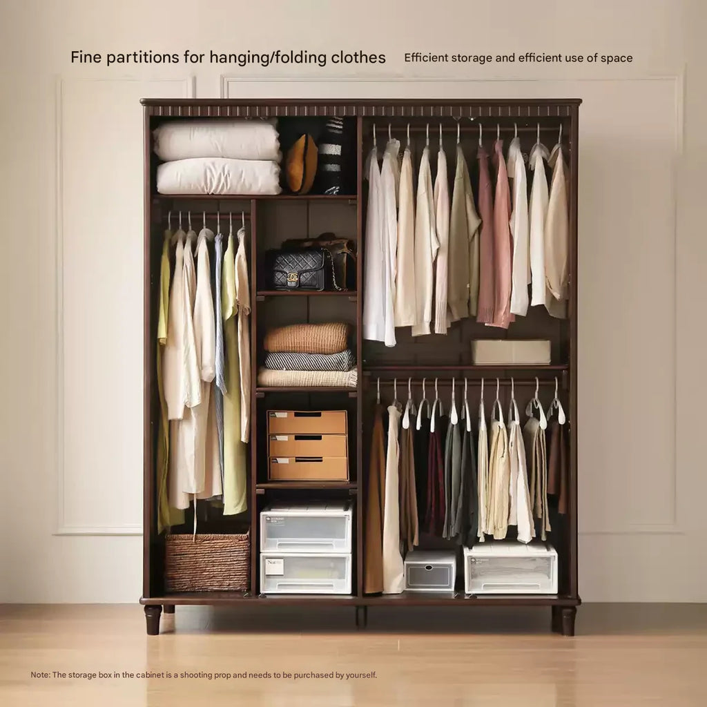 Poplar Solid Wood  American Retro Double Door Wardrobe.