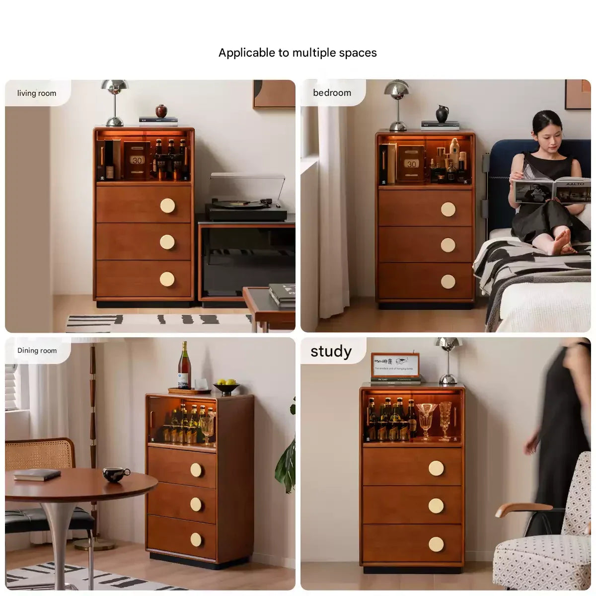 Poplar Solid Wood Antique Style Floor Side Cabinet