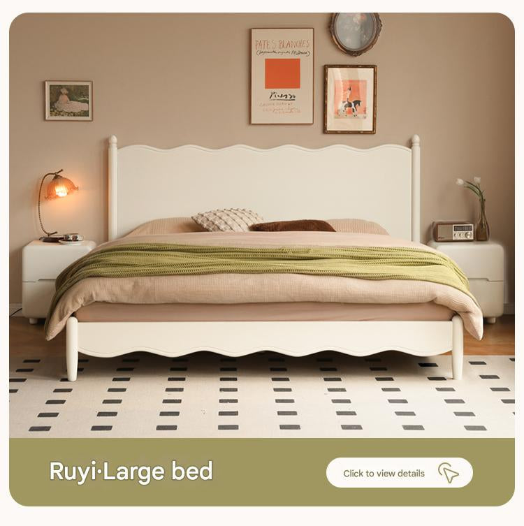 Solid Rubberwood French Cream Nightstand