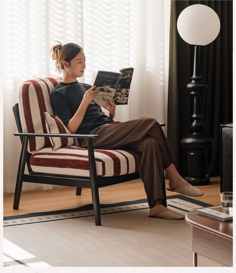 Oak Solid Wood French Retro Single Chair