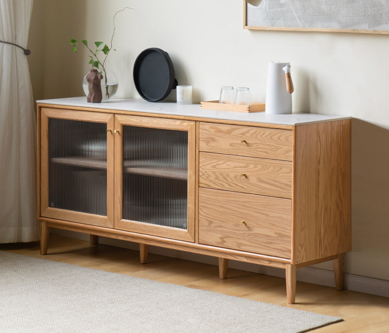 Oak Solid Wood Rock Board Modern Sideboard