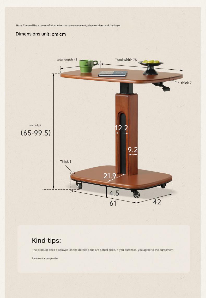 Poplar Solid Wood Mobile Ancient Style Table