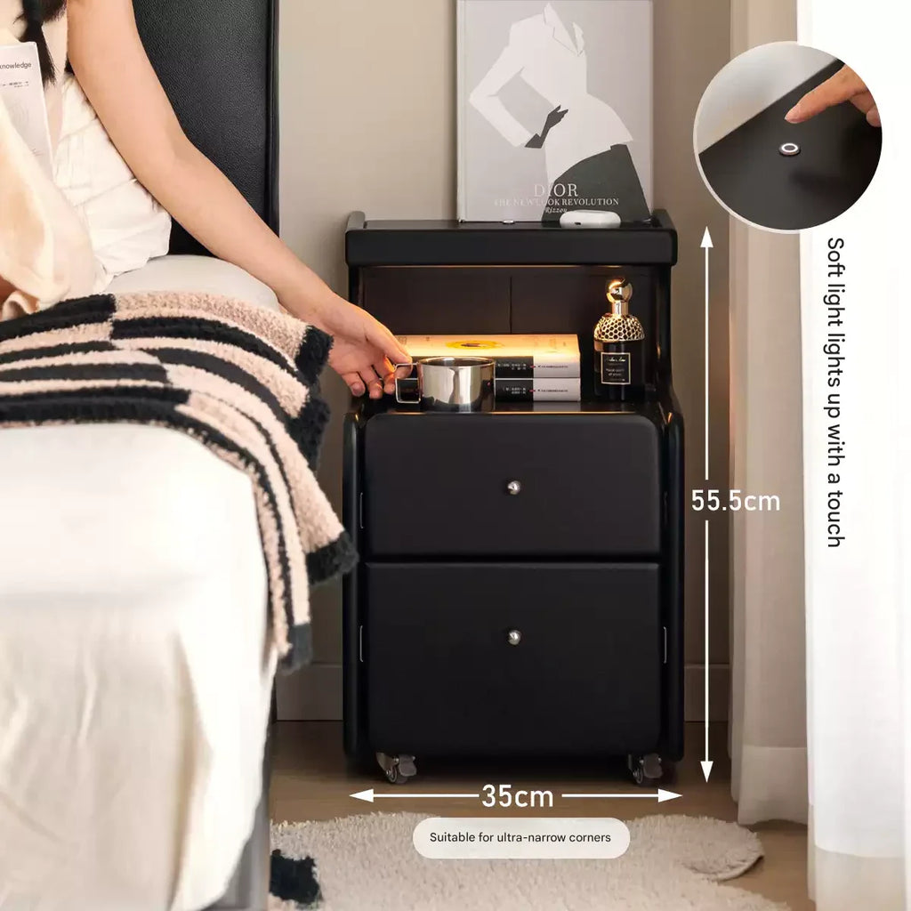 Rubber Solid Wood Multi Functional Nightstand.