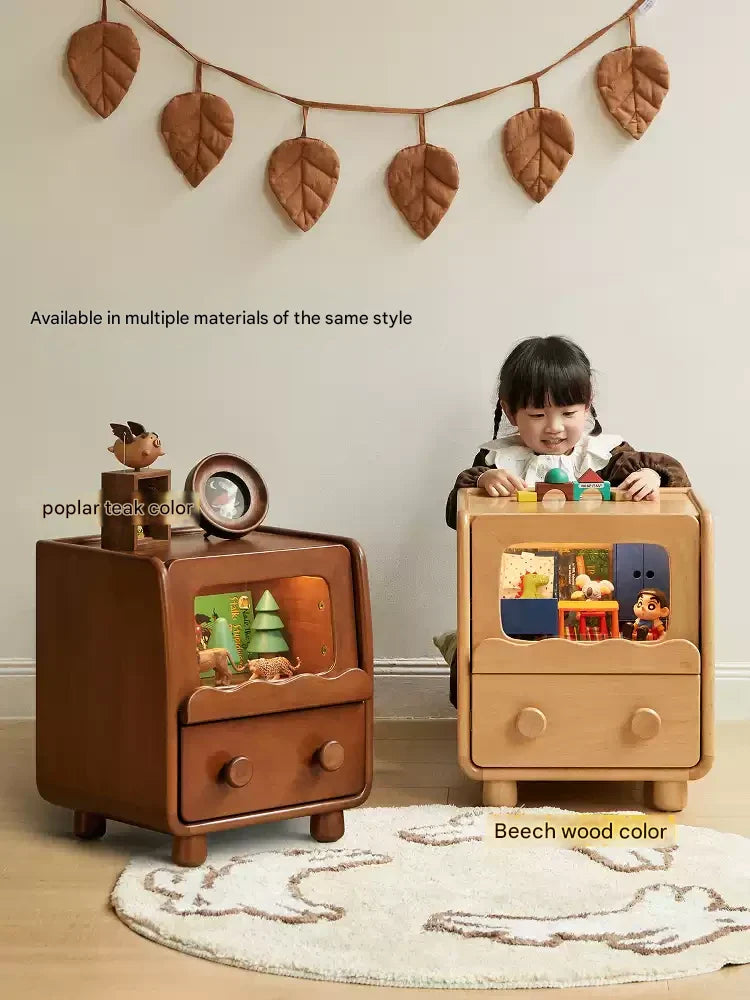 Poplar Solid Wood Children's with Lights Nightstand