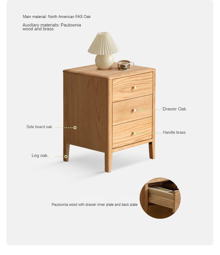 Oak Solid Wood Nightstand