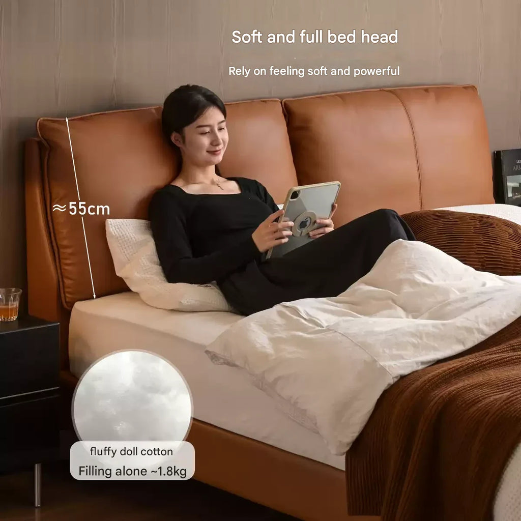 Leather Light Luxury Soft Leaning Bed