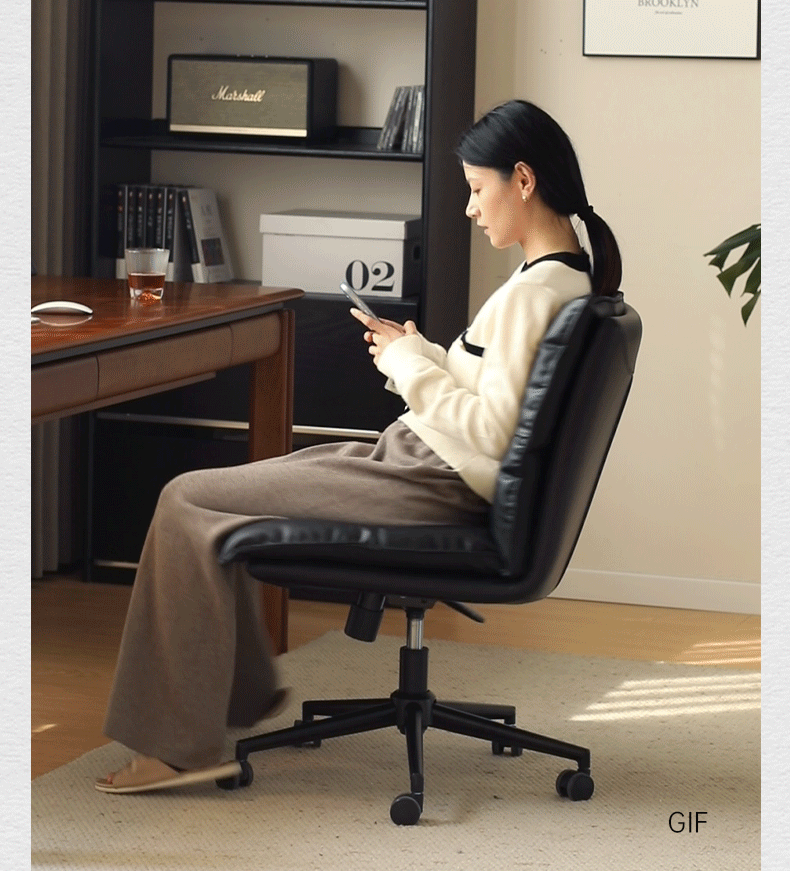 Organic Leather Rotating Modern Back Chair