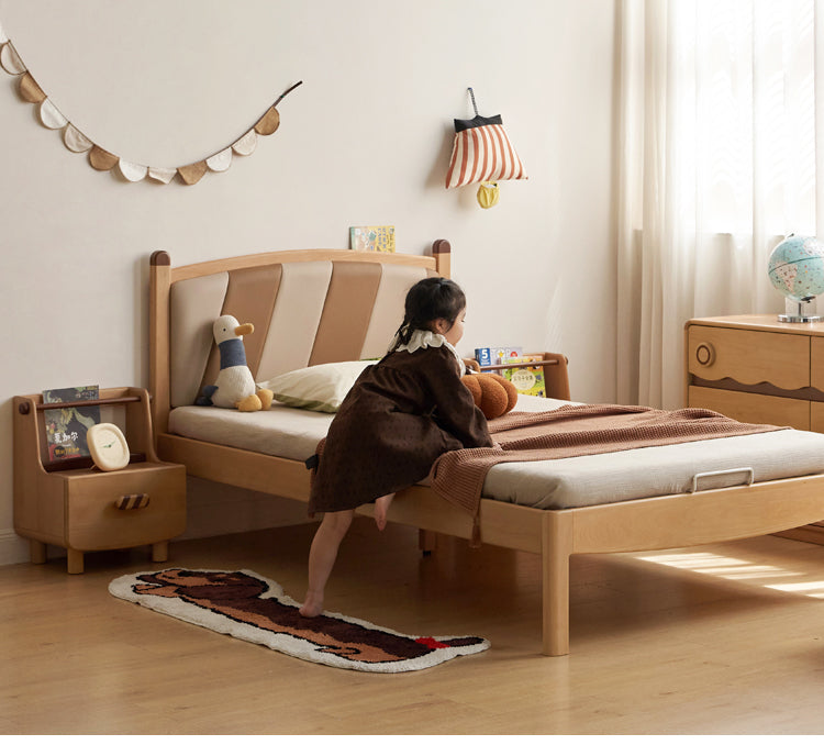 Beech Solid Wood Children's Modern Simple Single Bed