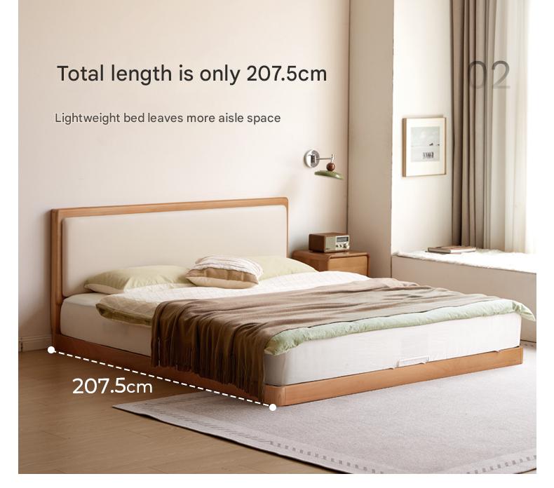 Beech Solid Wood Modern Simple Soft Leaning Platform Bed