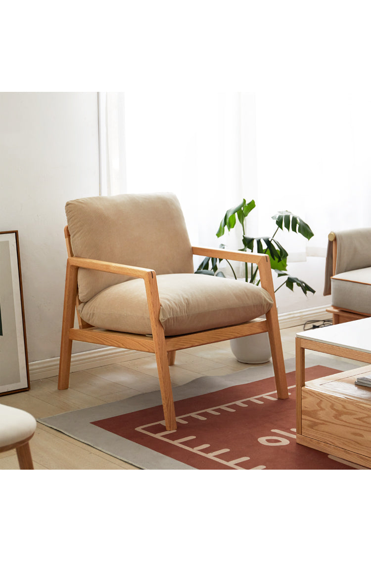 Oak Solid Wood Modern Leisure Lounge Chair