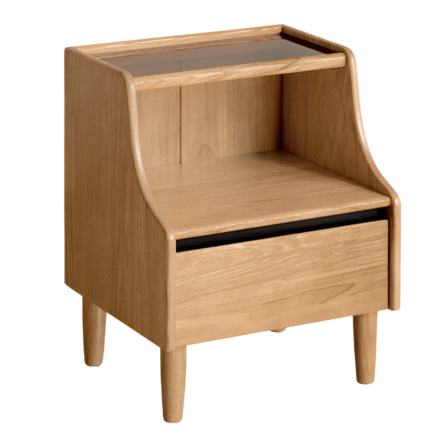 Rubberwood, Oak Solid Wood Log Style Nightstand