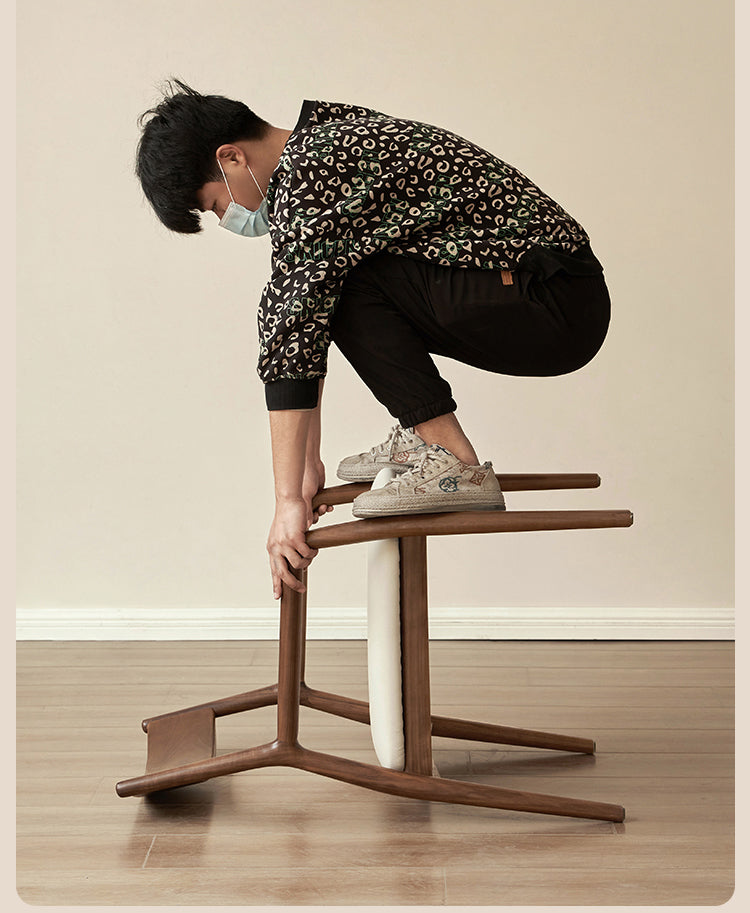 Black Walnut, Oak Solid Wood Retro Soft Pack Dining Chair