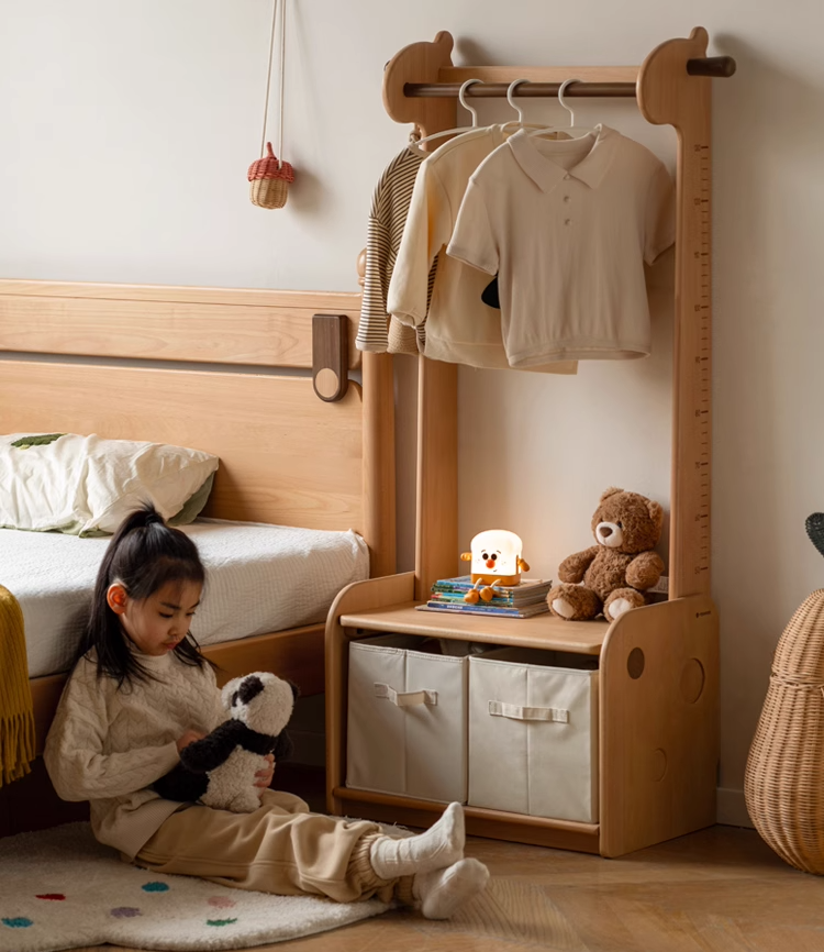 Beech, Solid Rubberwood Children's Coat Rack