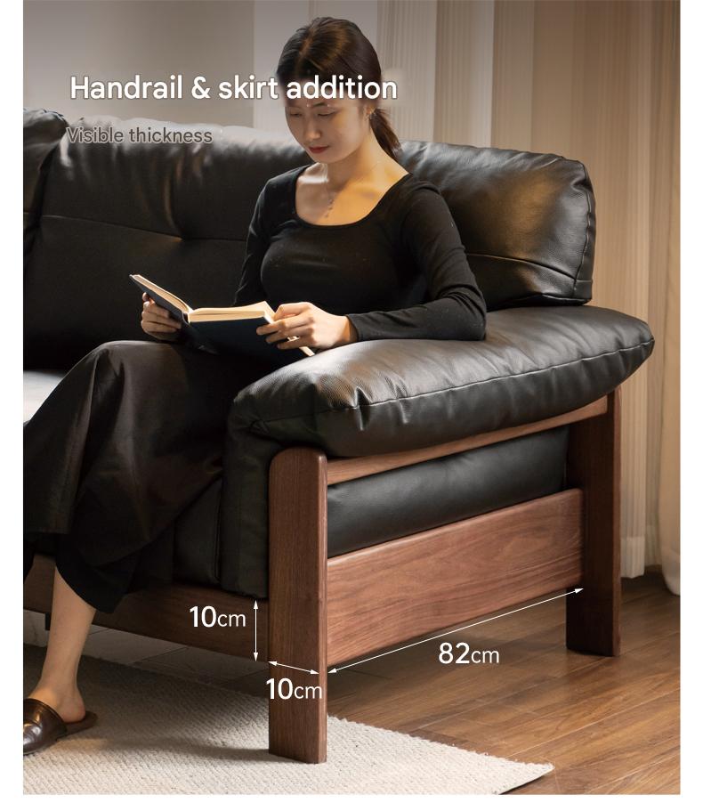 Black Walnut, Ash Solid Wood Modern Sofa