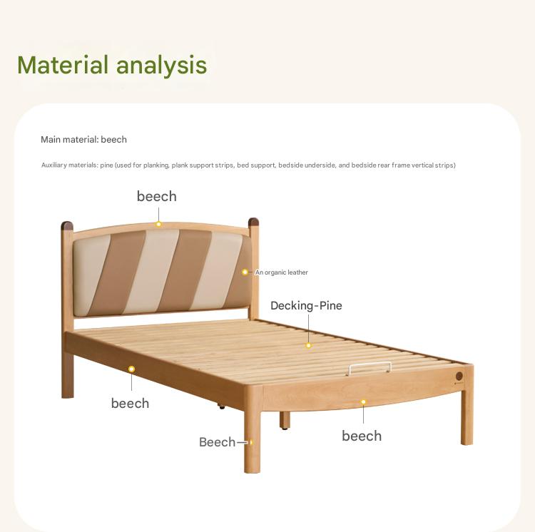 Beech Solid Wood Children's Modern Simple Single Bed
