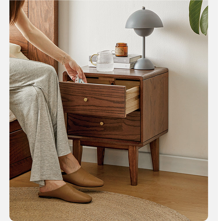 Oak Solid Wood walnut color Nightstand