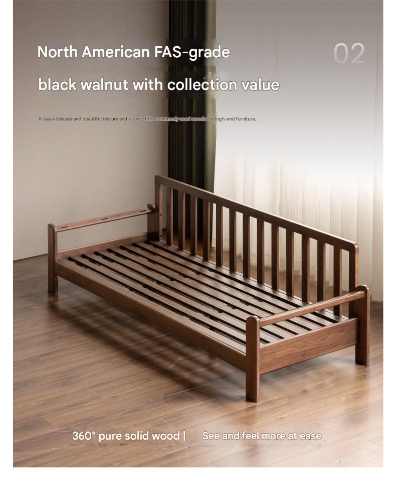 Black Walnut, Ash Solid Wood Modern Sofa