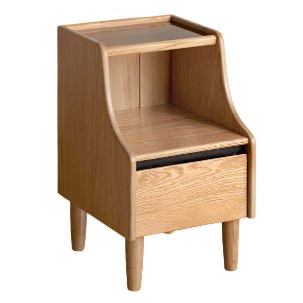 Rubberwood, Oak Solid Wood Log Style Nightstand