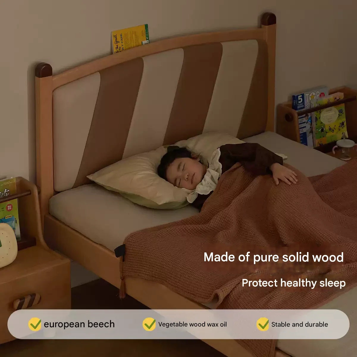 Beech Solid Wood Children's Modern Simple Single Bed