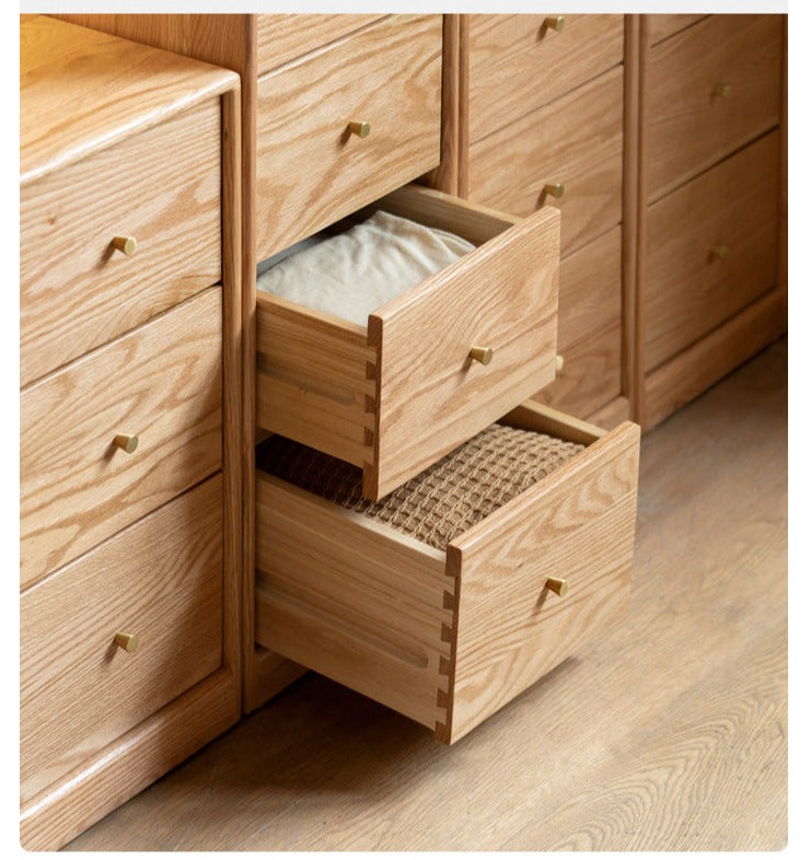 Oak Solid Wood Side Cabinet, Multi-Functional Storage-USA