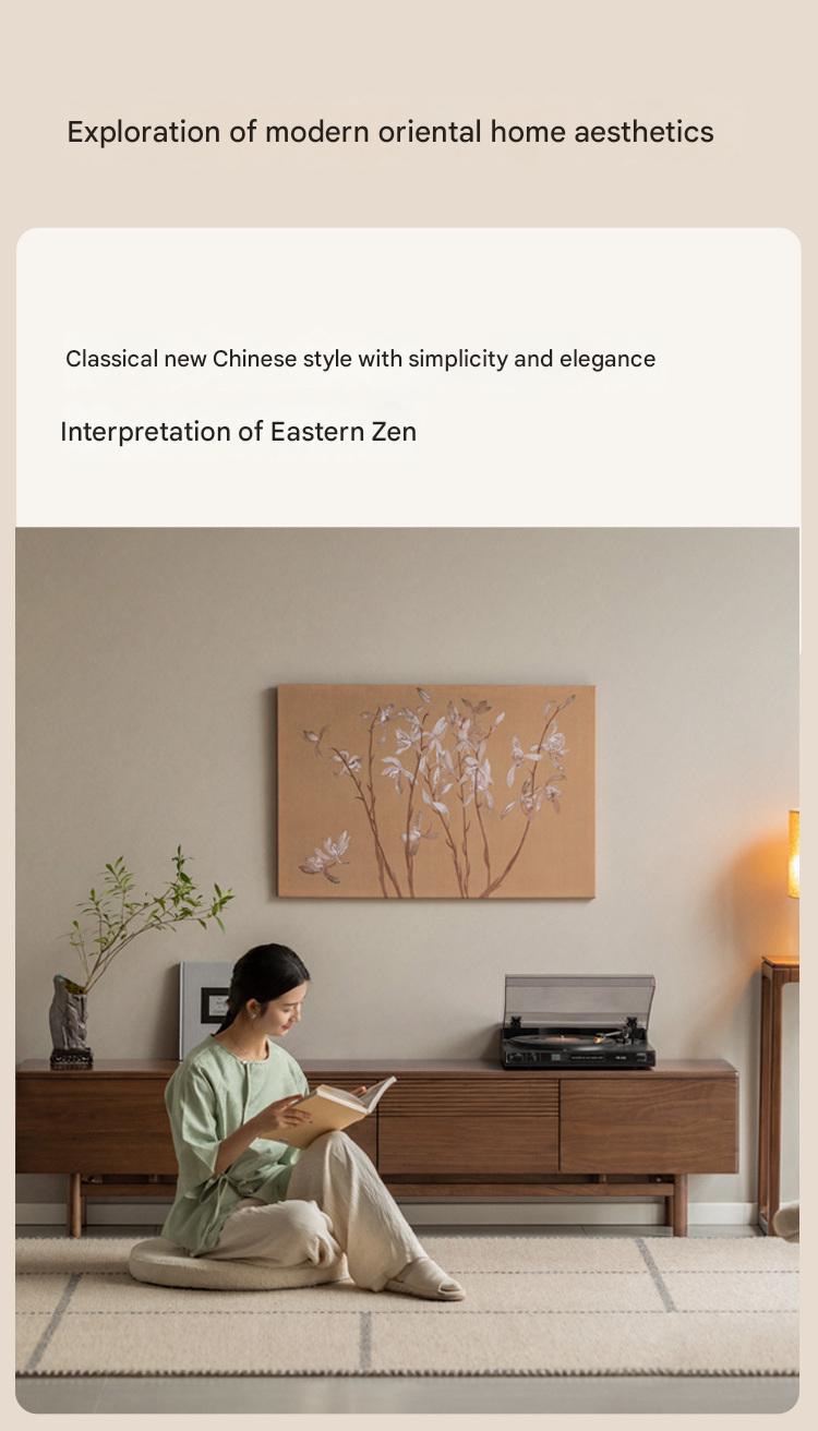 Black Walnut, Oak Solid Wood Floor TV Cabinet.