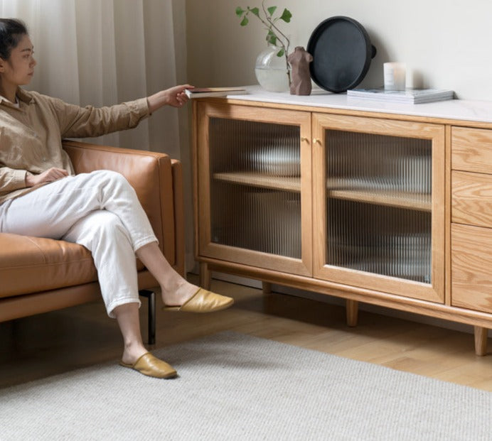 Oak Solid Wood Rock Board Modern Sideboard